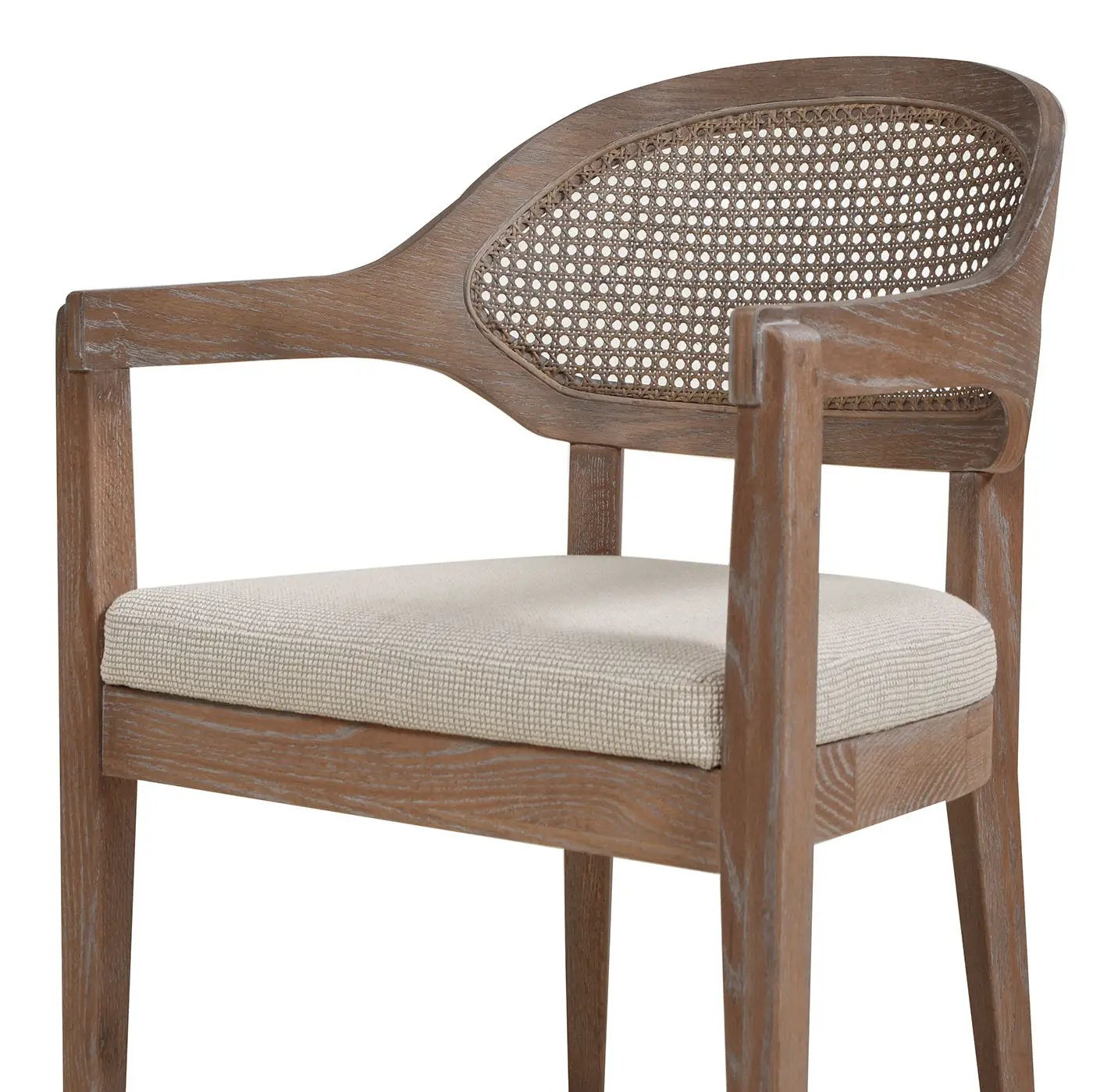 Americana - Mid-Century Modern Cane Back Dining Chair Textured Weave - Taupe Beige by Unique Piece Furniture