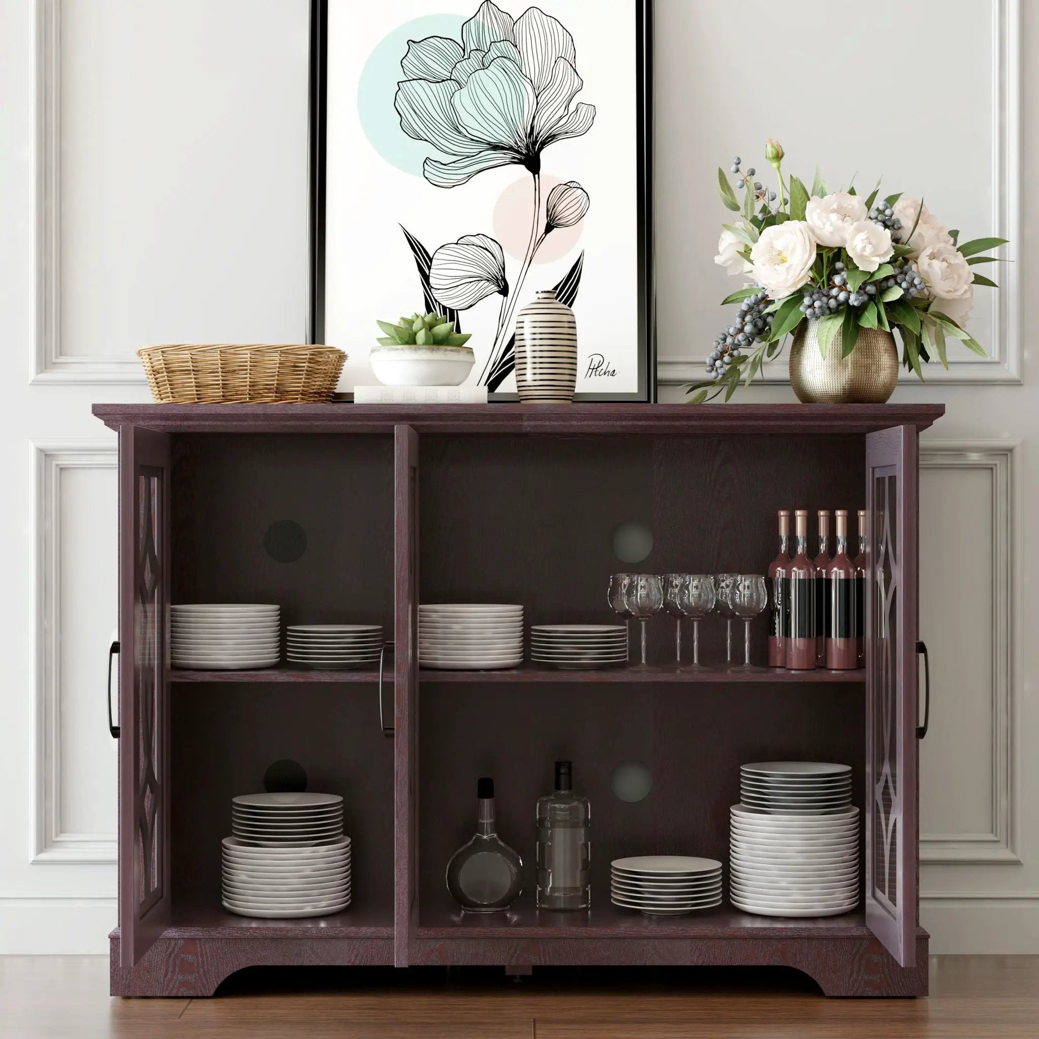 Spacious Sideboard With 3 Doors - Ox Blood Red by HouseOfZazla