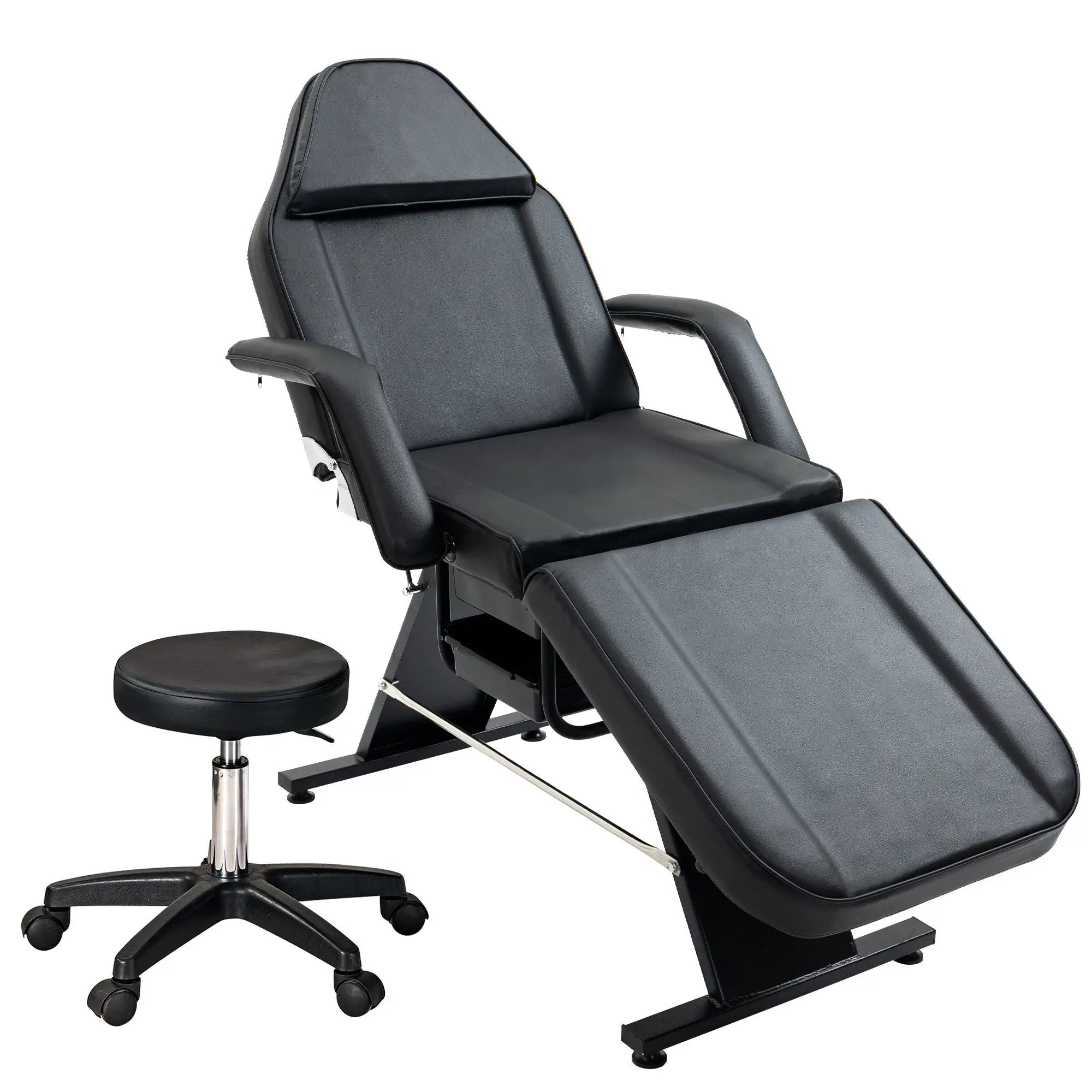 Massage Salon Tattoo Chair With Two Trays Esthetician Bed With Hydraulic Stool, Multi-Purpose 3-Section Facial Bed Table, Adjustable Beauty Barber Spa Beauty Equipment by HouseOfZazla