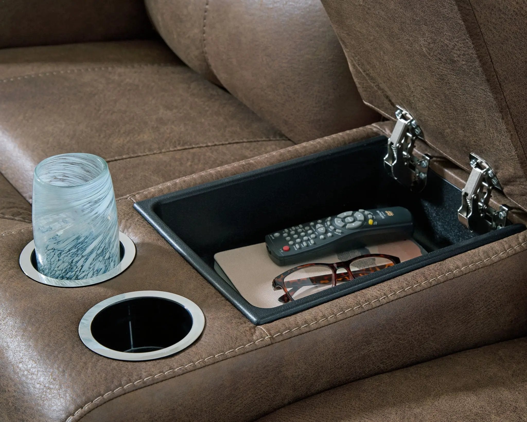 Beckley Place - Power Reclining Loveseat With Console / Adjustable Headrest - Earth by Unique Piece Furniture