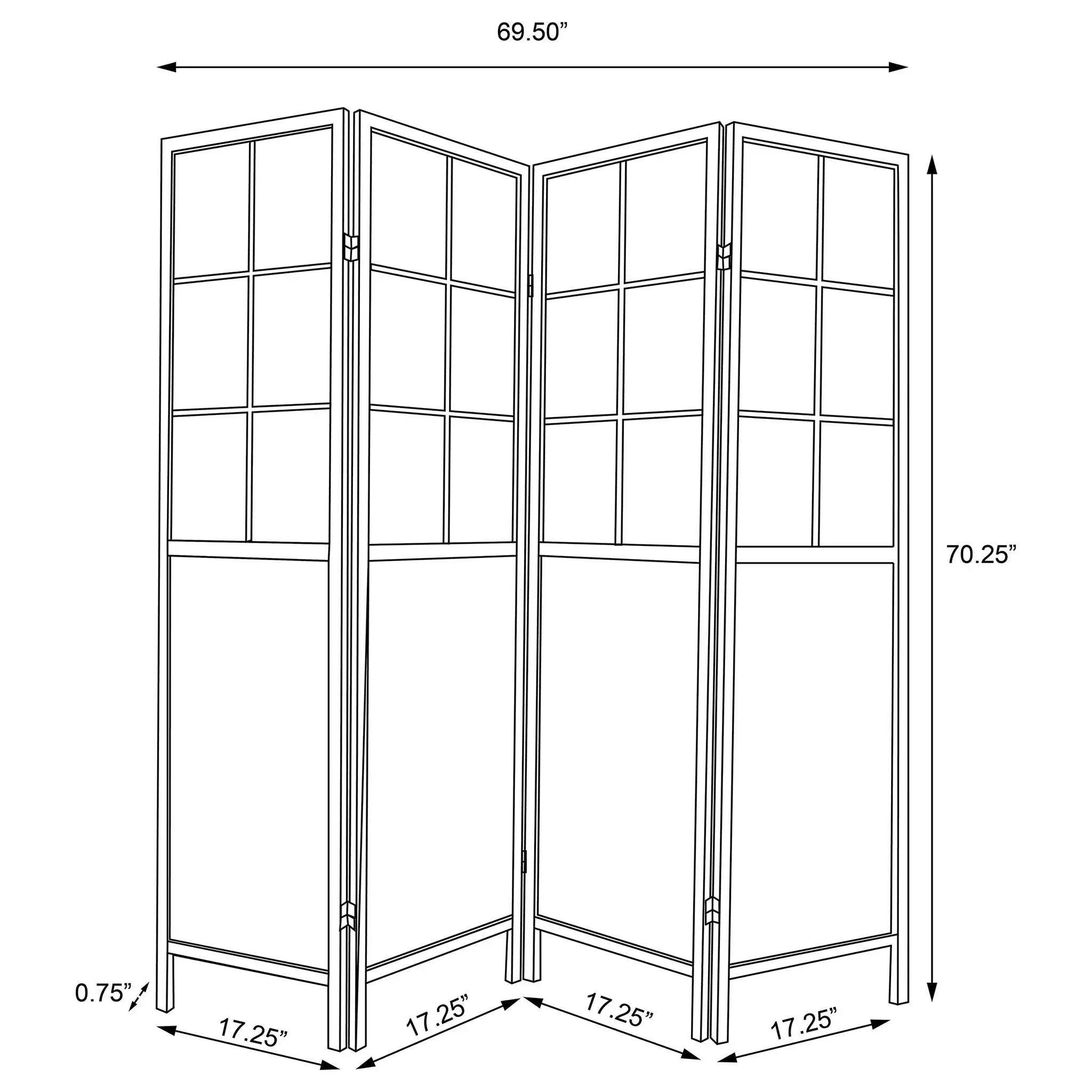 Gabby - 4 Panel Divider Folding Shoji Screen With Windowpane Details - Natural by HouseOfZazla