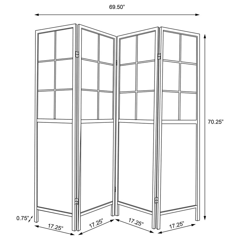 Gabby - 4 Panel Divider Folding Shoji Screen With Windowpane Details - Natural by HouseOfZazla