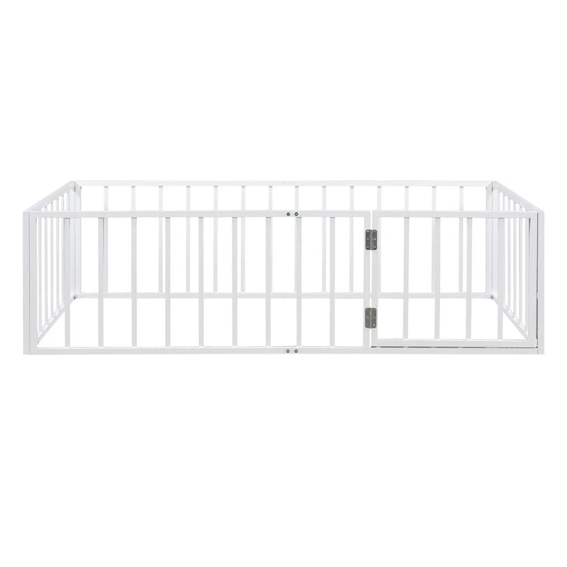 Metal Floor Bed Frame With Fence And Door by HouseOfZazla