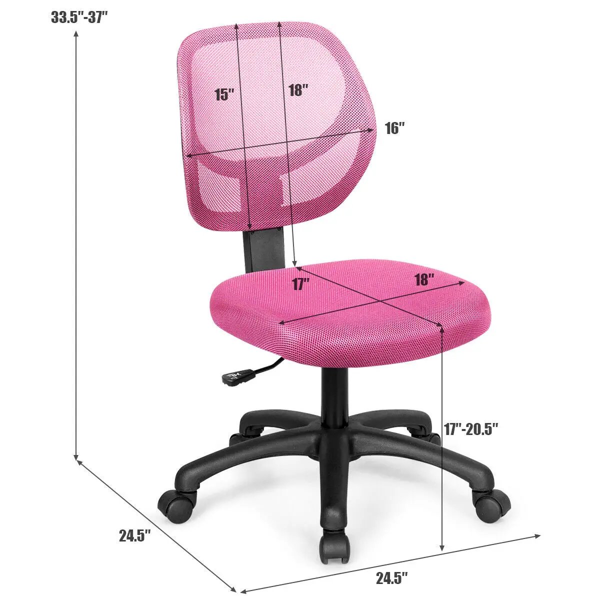 Low-back Computer Task Chair with Adjustable Height and Swivel Casters, photo 16 of 24
