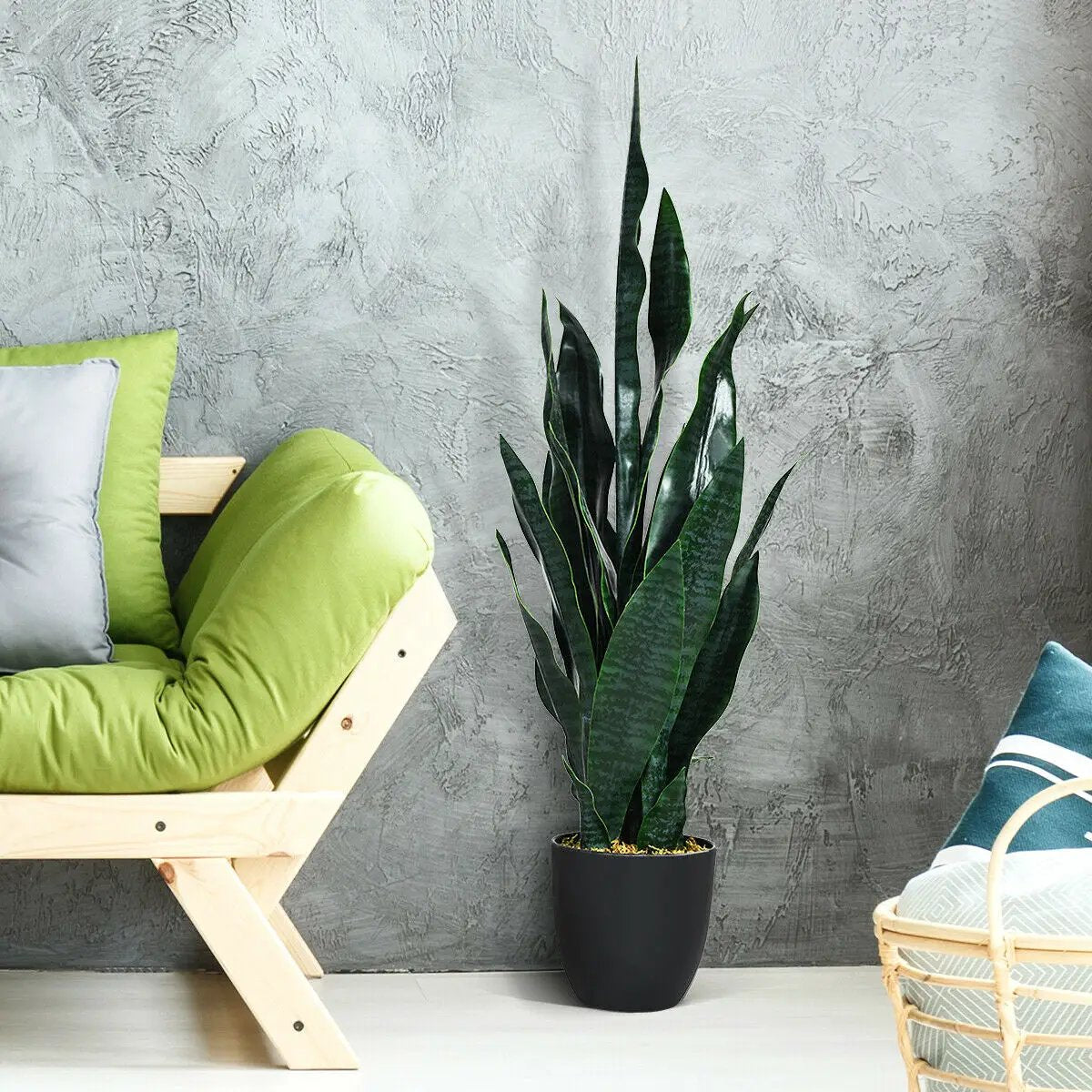 35.5 Inch Indoor-Outdoor Artificial Fake Snake Plant by DirectDeals