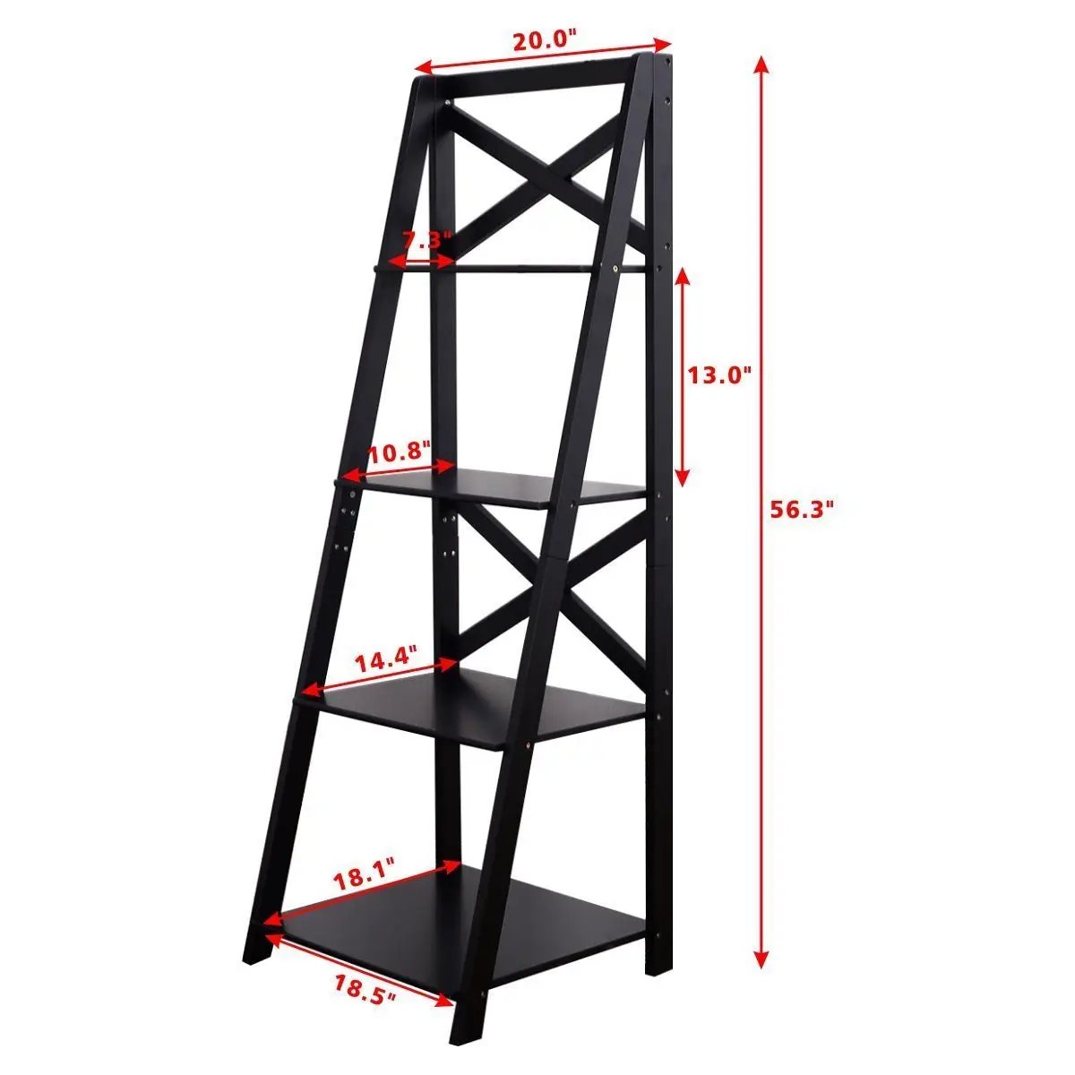 4-tier Leaning Free Standing Ladder Shelf Bookcase-White, photo 4 of 9