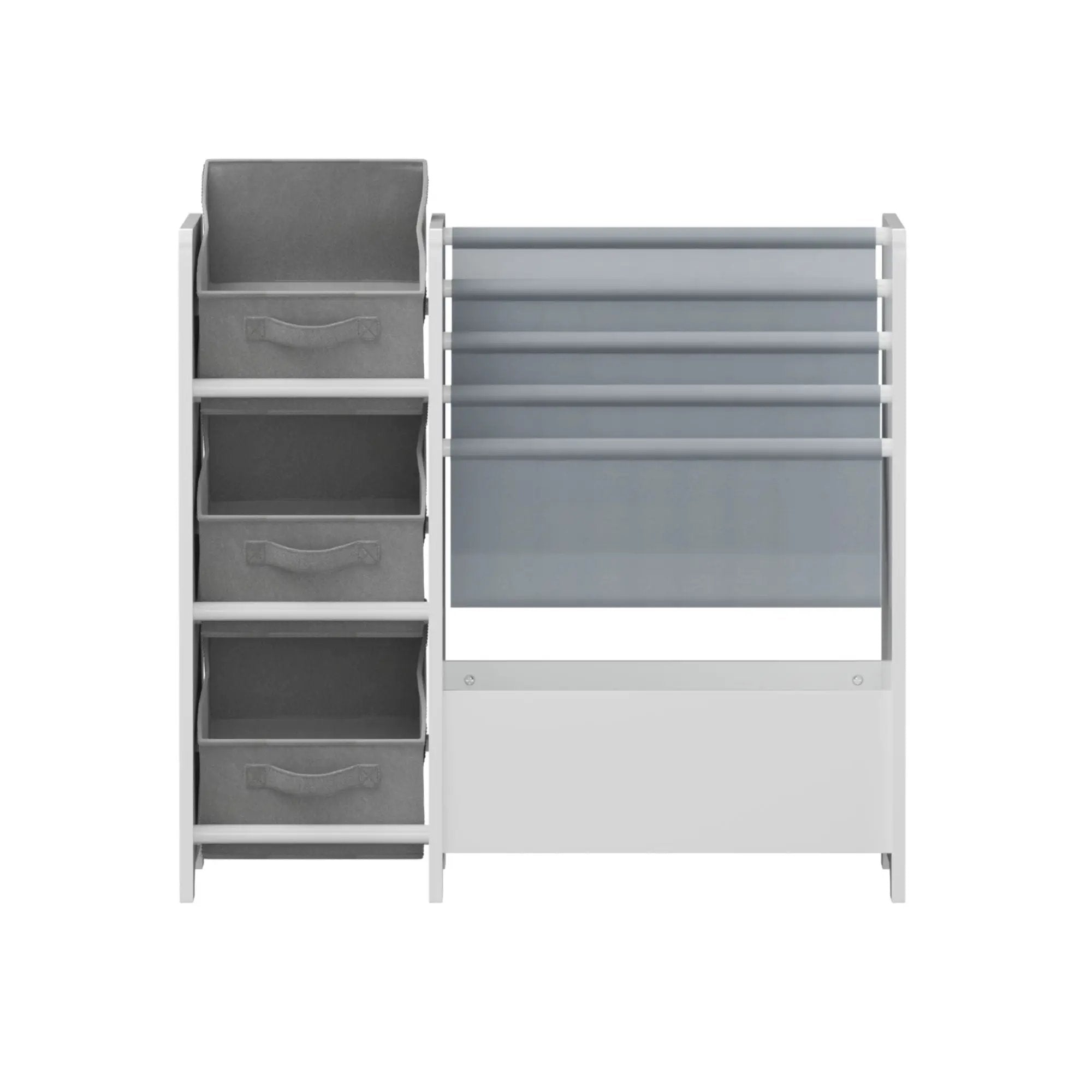 Bookshelf And Toy Storage Organizer, Multifunctional 4 Tier With 3 Collapsible Drawers - White by HouseOfZazla