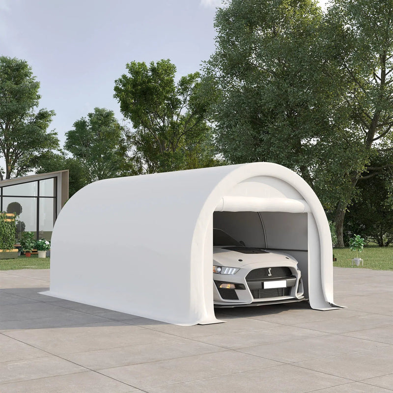 Outsunny - 10' x 16' Carport, Heavy Duty Portable Garage Storage Tent With Large Zippered Door, Anti-Uv Pe Canopy Cover For Car, Truck, Boat, Motorcycle, Bike, Garden Tools, Outdoor Work by HouseOfZazla
