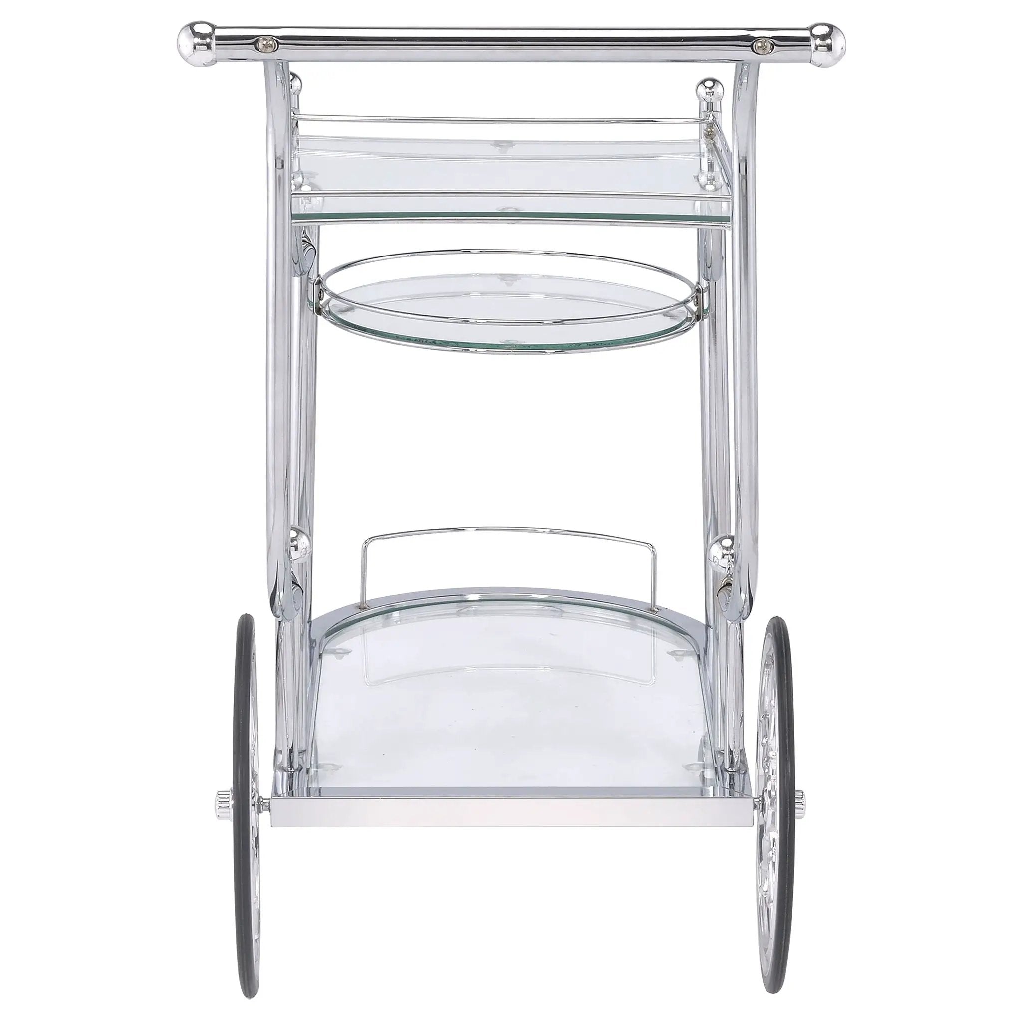 Sarandon 3-tier Glass Shelf Metal Bar Cart Chrome by Unique Piece Furniture