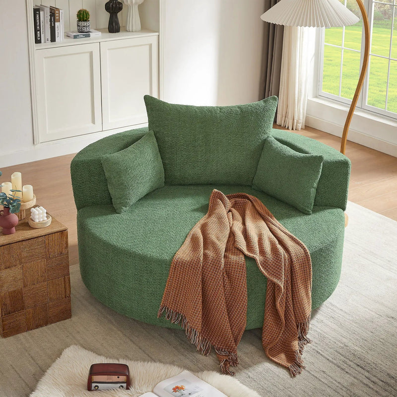 360° Swivel Accent Barrel Chair With 3 Removable Pillows For Living Room by HouseOfZazla