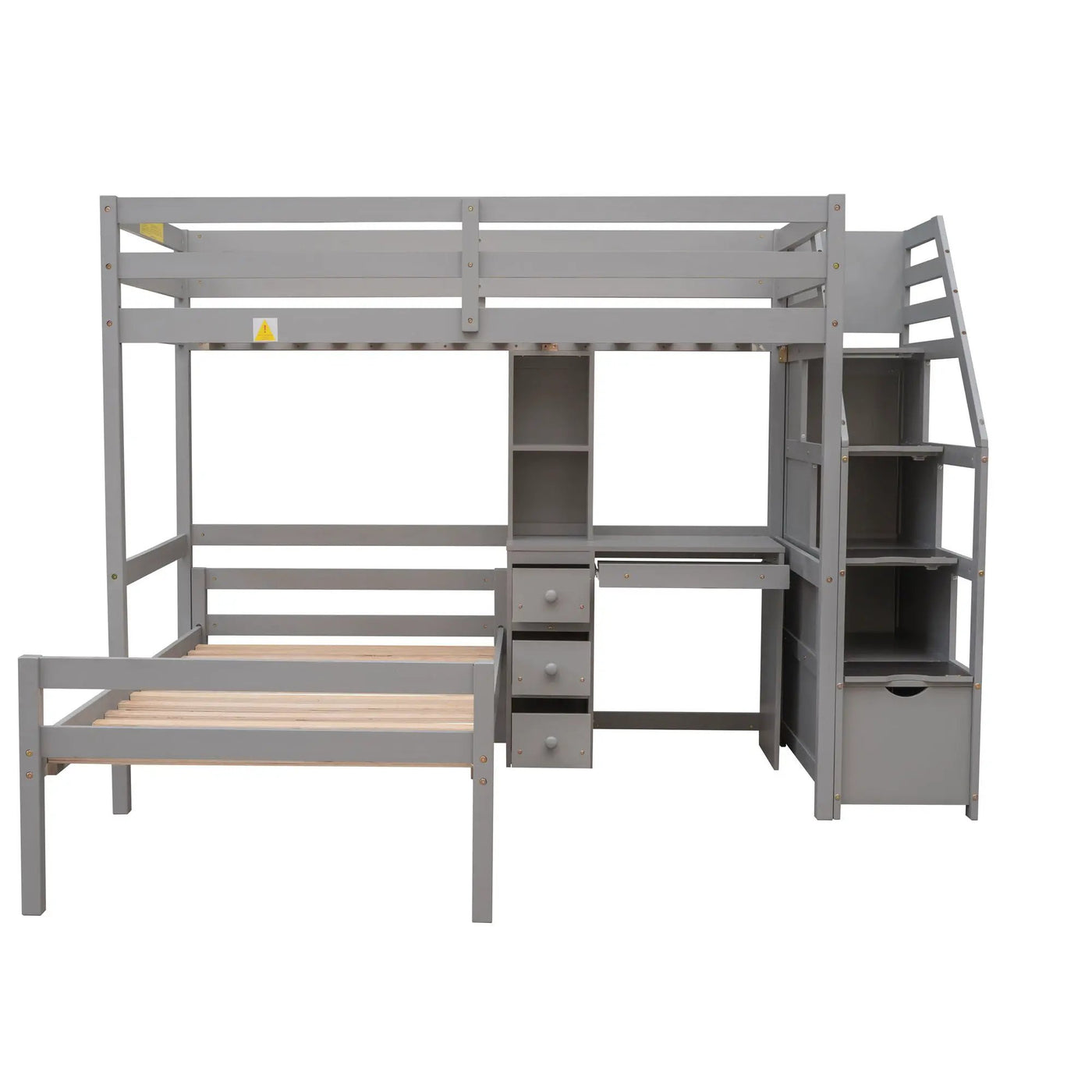 Loft Bed With Stand Alone Bed, Storage Staircase, Desk, Shelves, And Drawers by Unique Piece Furniture