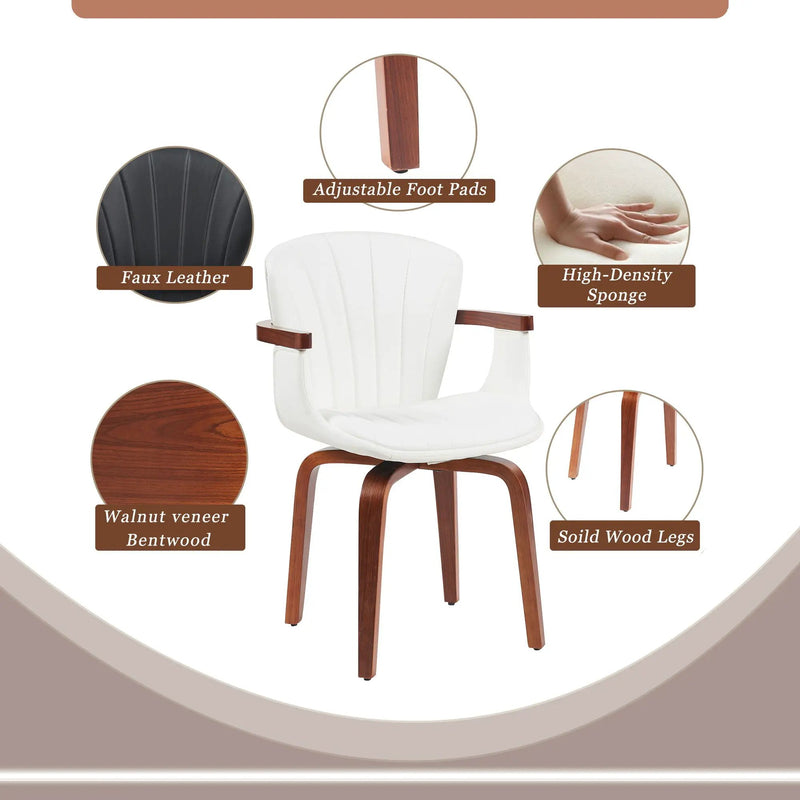 Bentwood Swivel Dining Chairs (Set of 2) - White / Walnut by Unique Piece Furniture
