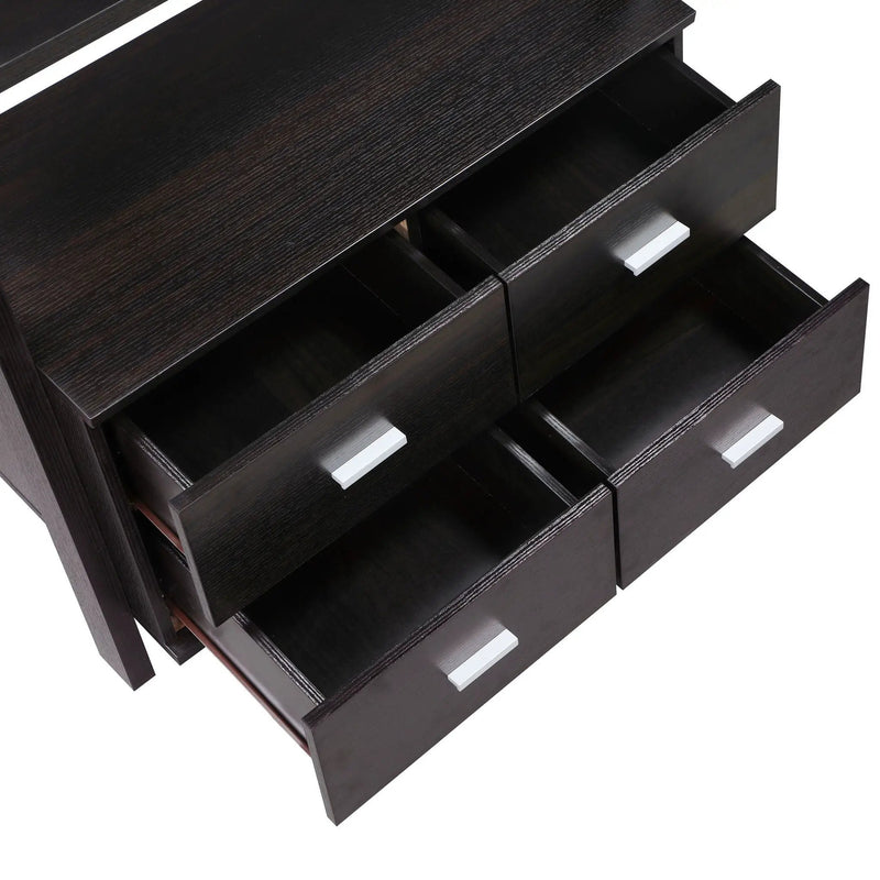 Shasta - 5 Shelf Ladder Bookshelf With Drawers - Cappuccino by HouseOfZazla