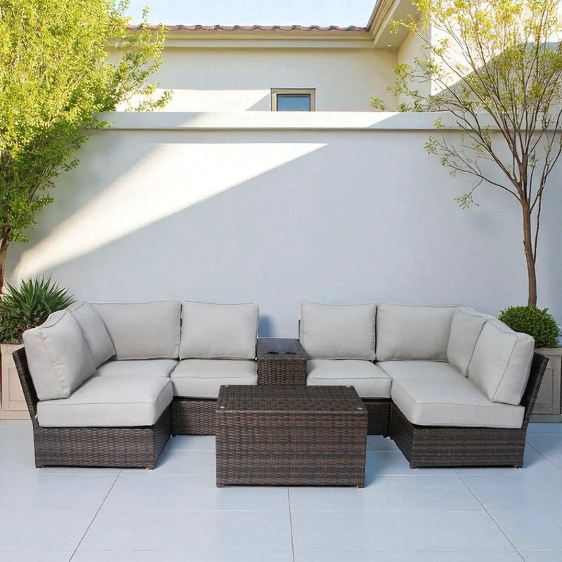 Stylish Modular Wicker Patio Seating Group by Unique Piece Furniture