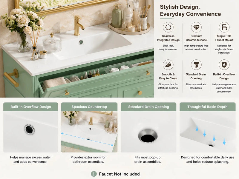 36 Inch Elegant Modern Bathroom Vanity with Sink by HouseOfZazla