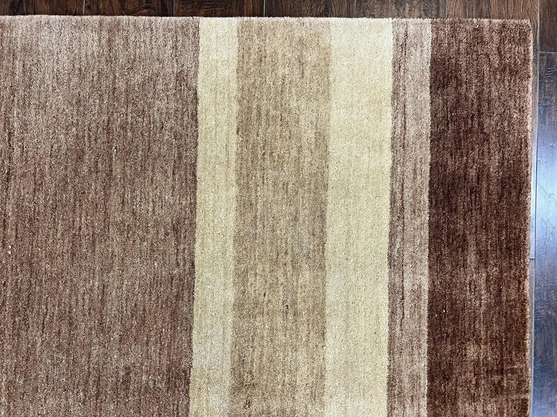 Indo Gabbeh Rug 5x8, Contemporary Wool Stripped Modern Area Rug, Hand Knotted Medium Sized Carpet by Jewel Rugs