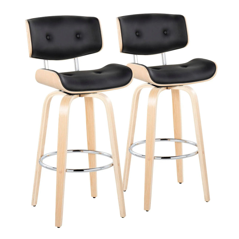 Lombardi - Mid Century Modern Fixed Height Barstool With Swivel With Round Footrest (Set of 2) by Unique Piece Furniture