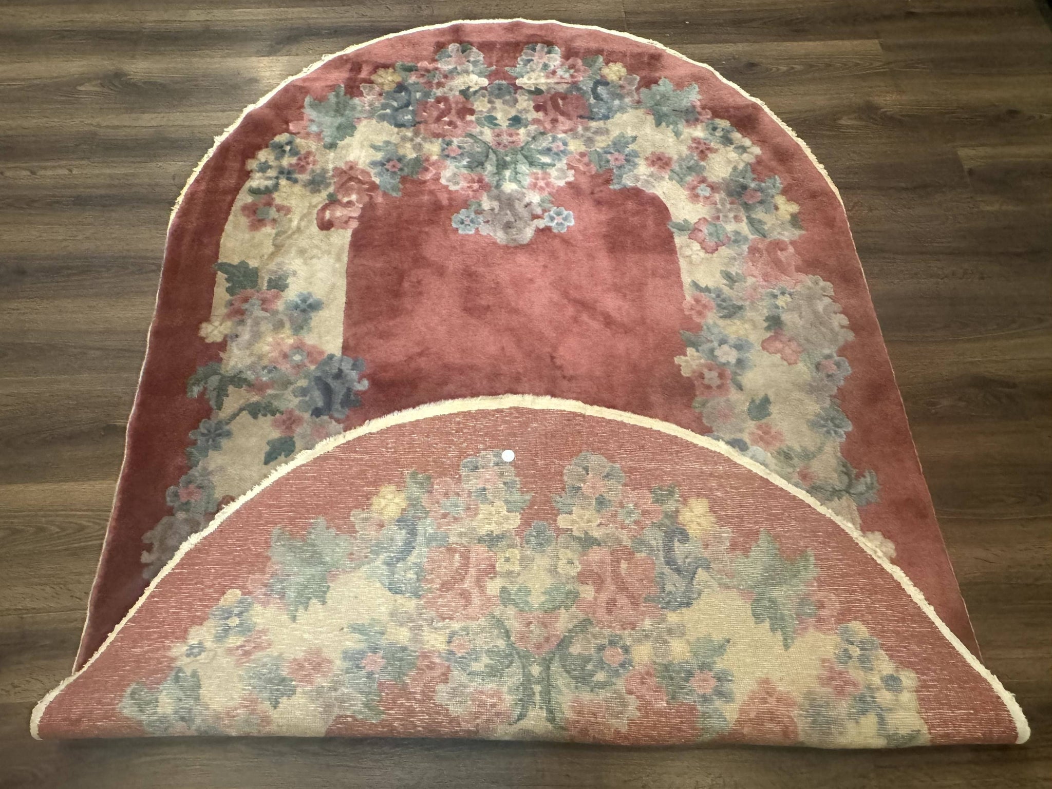 Oval Chinese Peking Rug 5x8, Pink, Floral, Vintage Chinese Wool Carpet by Jewel Rugs