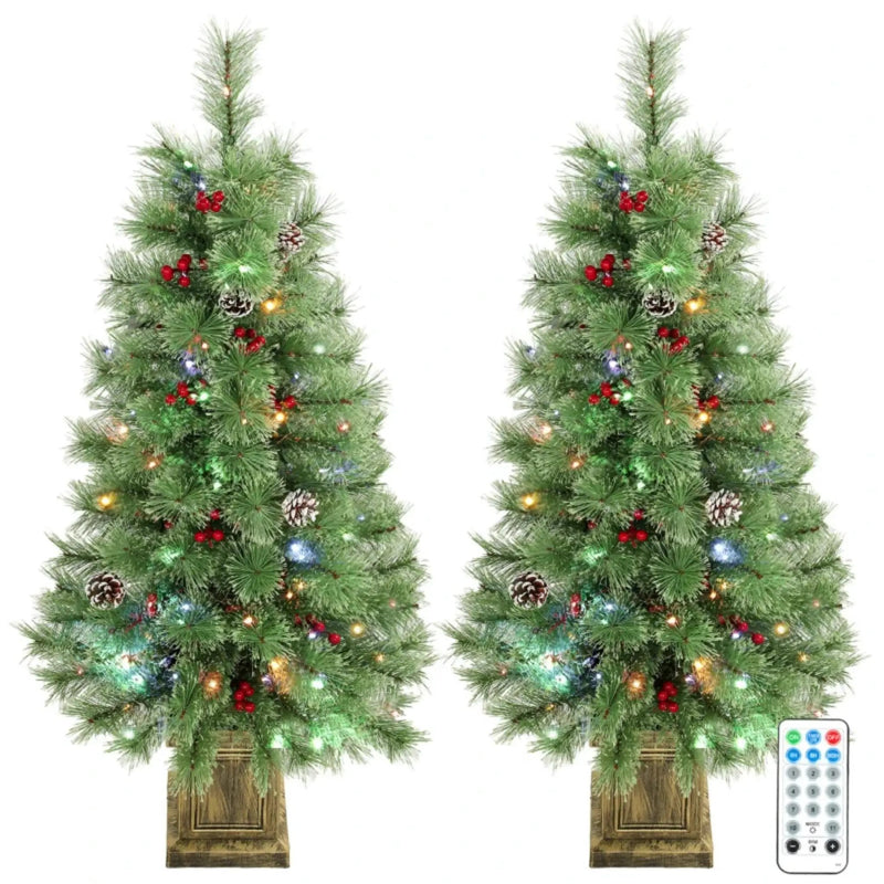 Set of 2, 4 ft Pre-Lit Christmas Trees by HouseOfZazla
