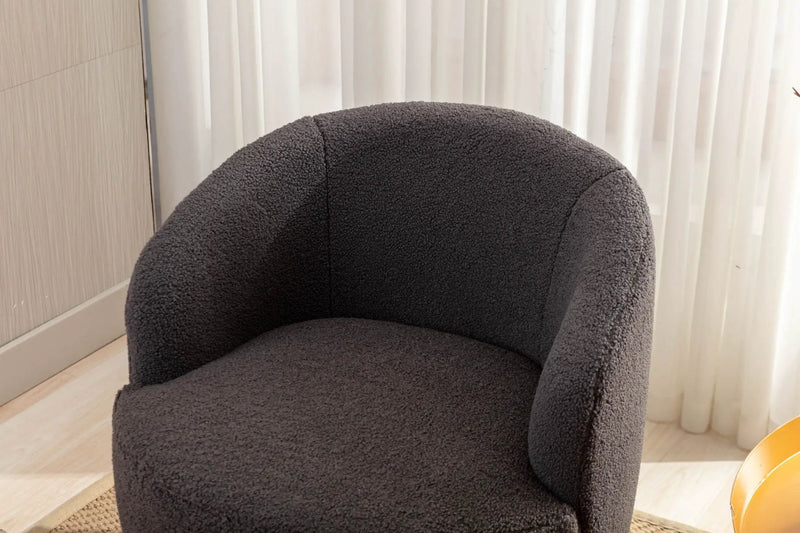 Teddy Fabric Swivel Accent Armchair Barrel Chair With Powder Coating Metal Ring by Unique Piece Furniture