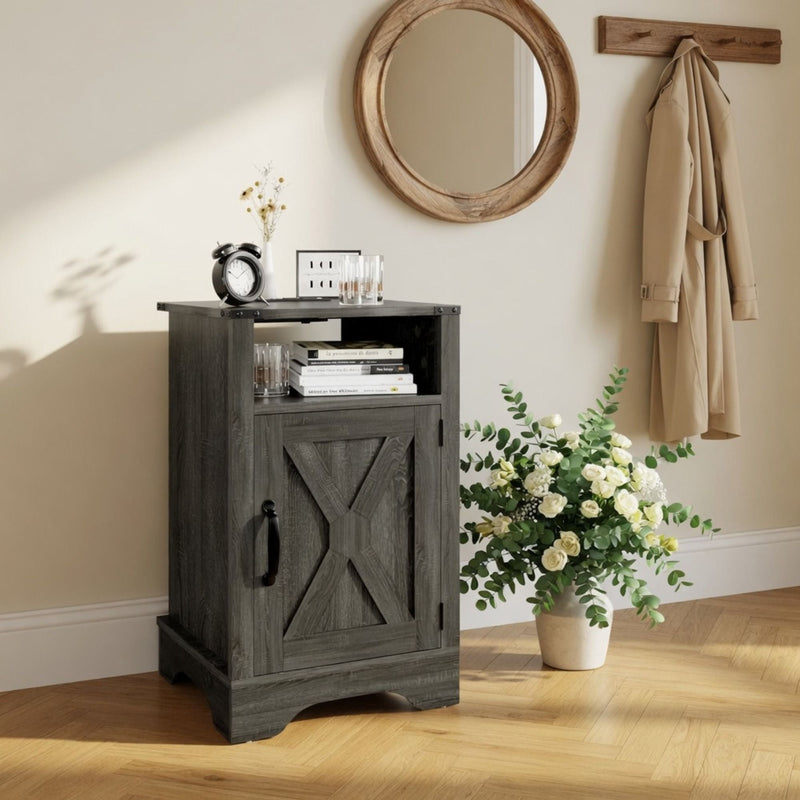 Farmhouse Nightstand, Charging Station & Storage by HouseOfZazla