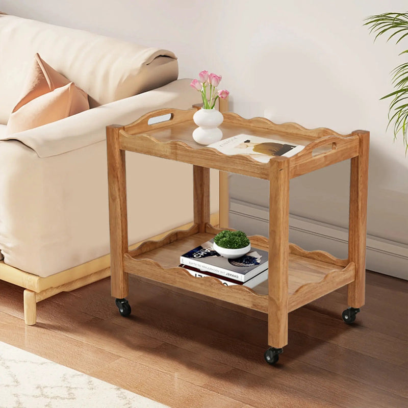 Solid Rubberwood Rolling Side Table by HouseOfZazla