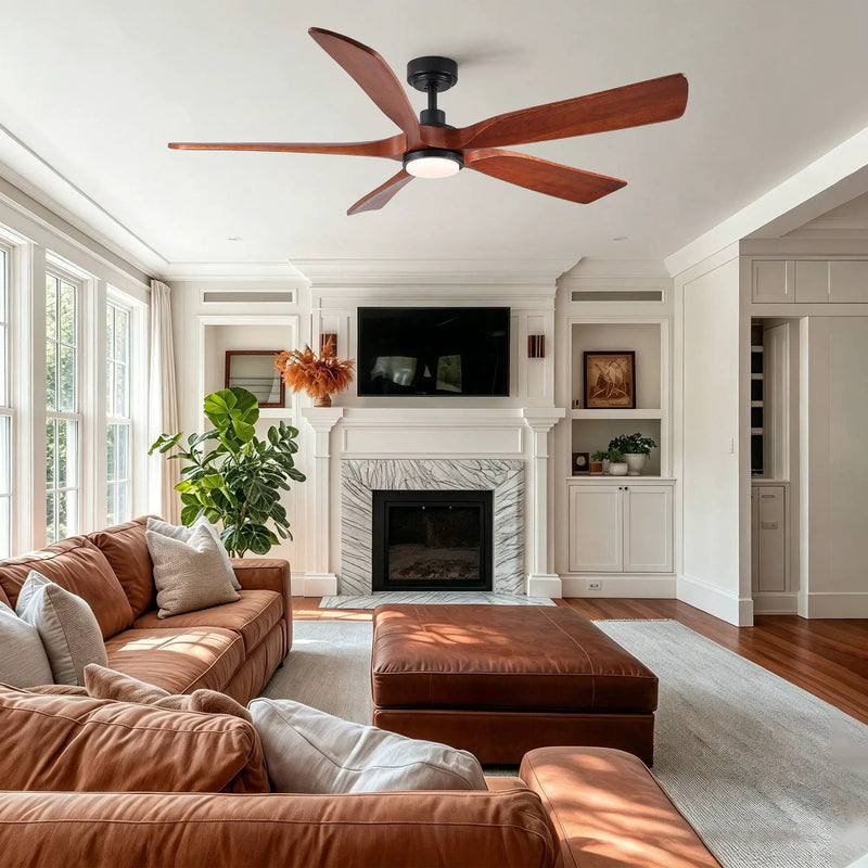 Ceiling Fan With Light And Remote Control, Noiseless, Dimmable, 6 Speeds Reversible For Indoor Or Covered Outdoor Use - Matte Black by HouseOfZazla