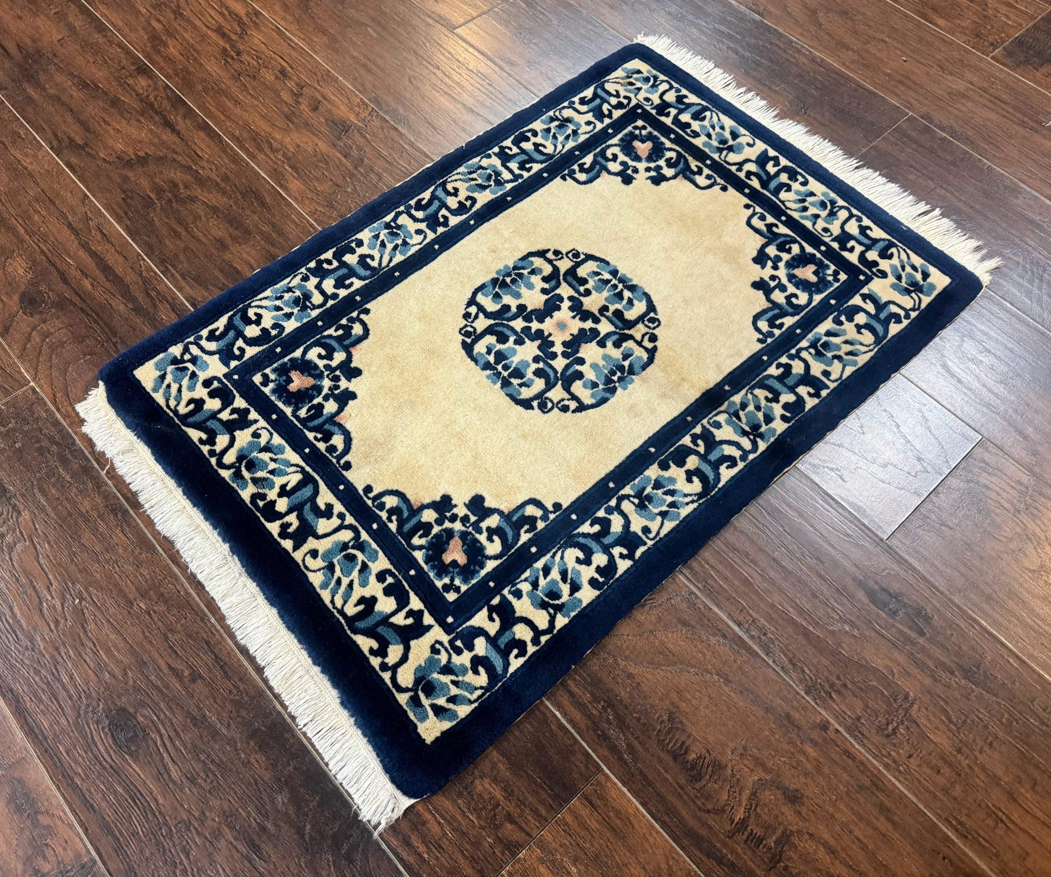 Chinese Peking Rug 2x3, Small Wool Chinese Carpet, Art Deco Rug by Jewel Rugs