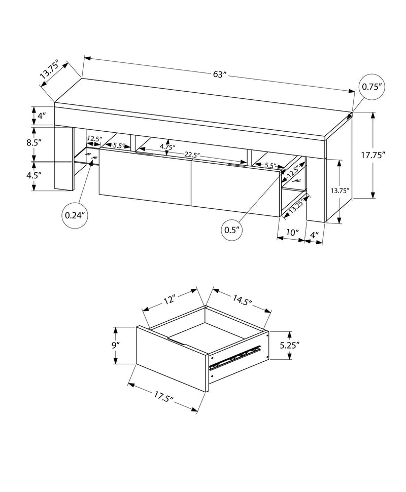 TV Stand, Console, Media Entertainment Center, Storage Cabinet, Glossy Contemporary & Modern - White by Unique Piece Furniture