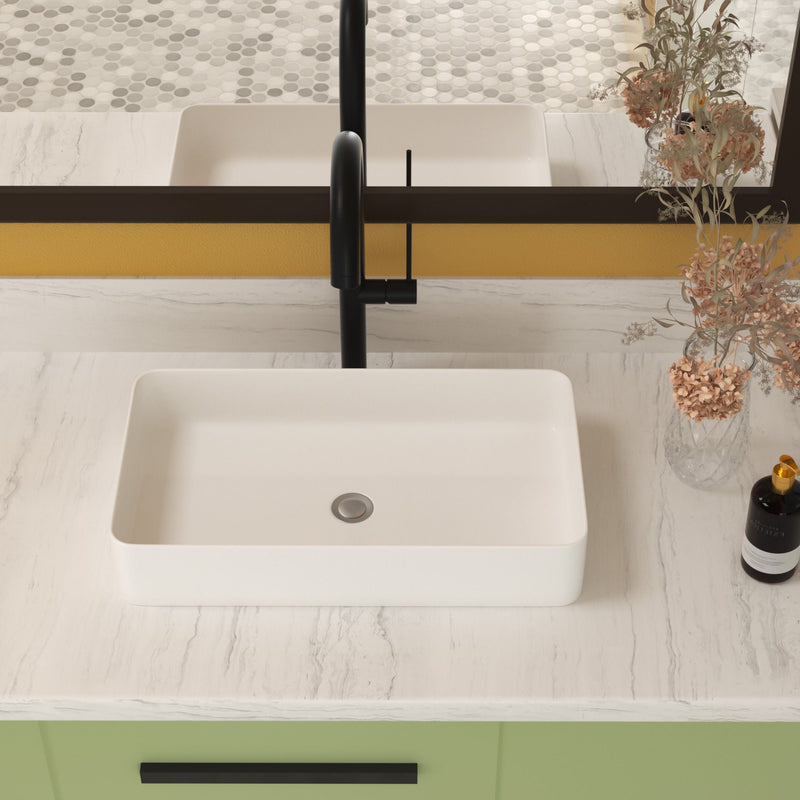 Modern Ceramic Rectangular Bathroom Vessel Sink With European Design by HouseOfZazla