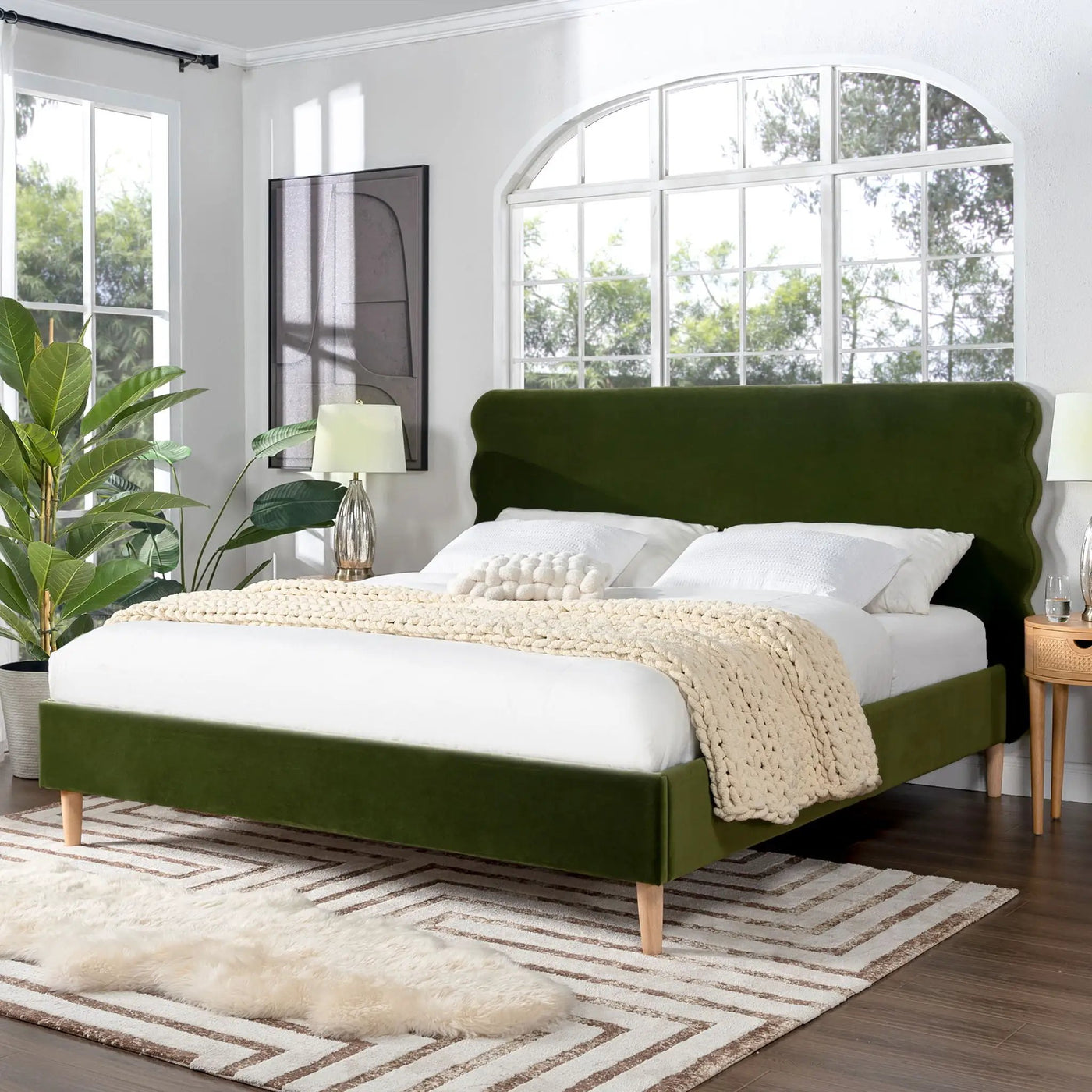 Stockholm - Modern Wavy Headboard Platform Bed by Unique Piece Furniture