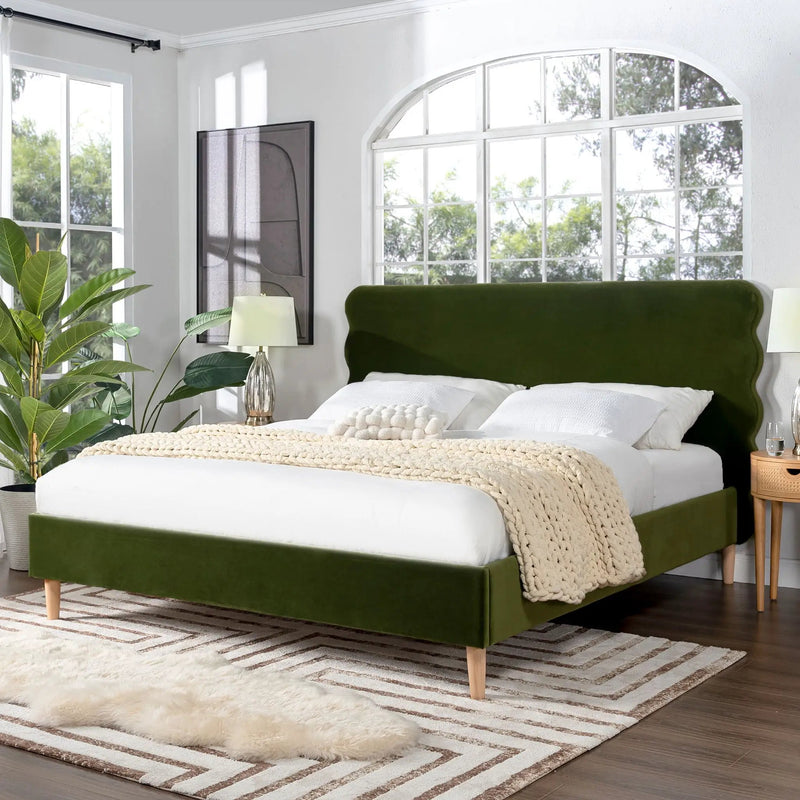 Stockholm - Modern Wavy Headboard Platform Bed by HouseOfZazla