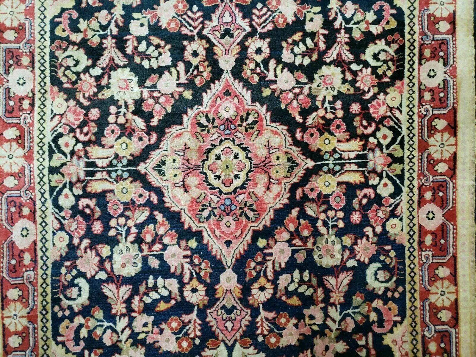 4' X 6' Antique Handmade India Floral Oriental Wool Rug Carpet Organic Blue by Jewel Rugs