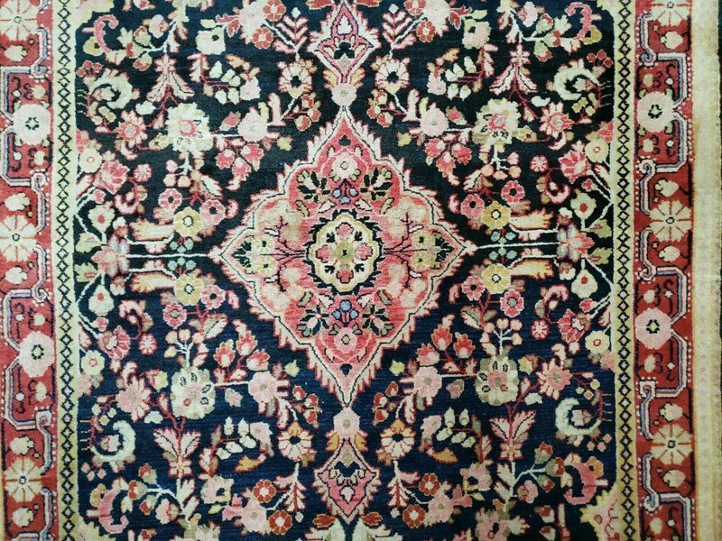 4' X 6' Antique Handmade India Floral Oriental Wool Rug Carpet Organic Blue by Jewel Rugs