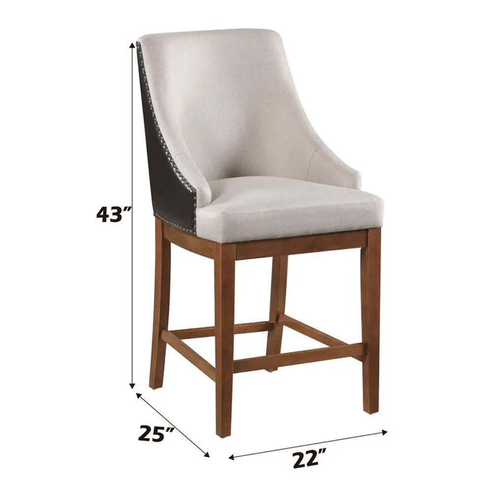 Gilsea - Counter Height Chair (Set of 2) - Fabric, Brown Synthetic Leather & Brown by Unique Piece Furniture
