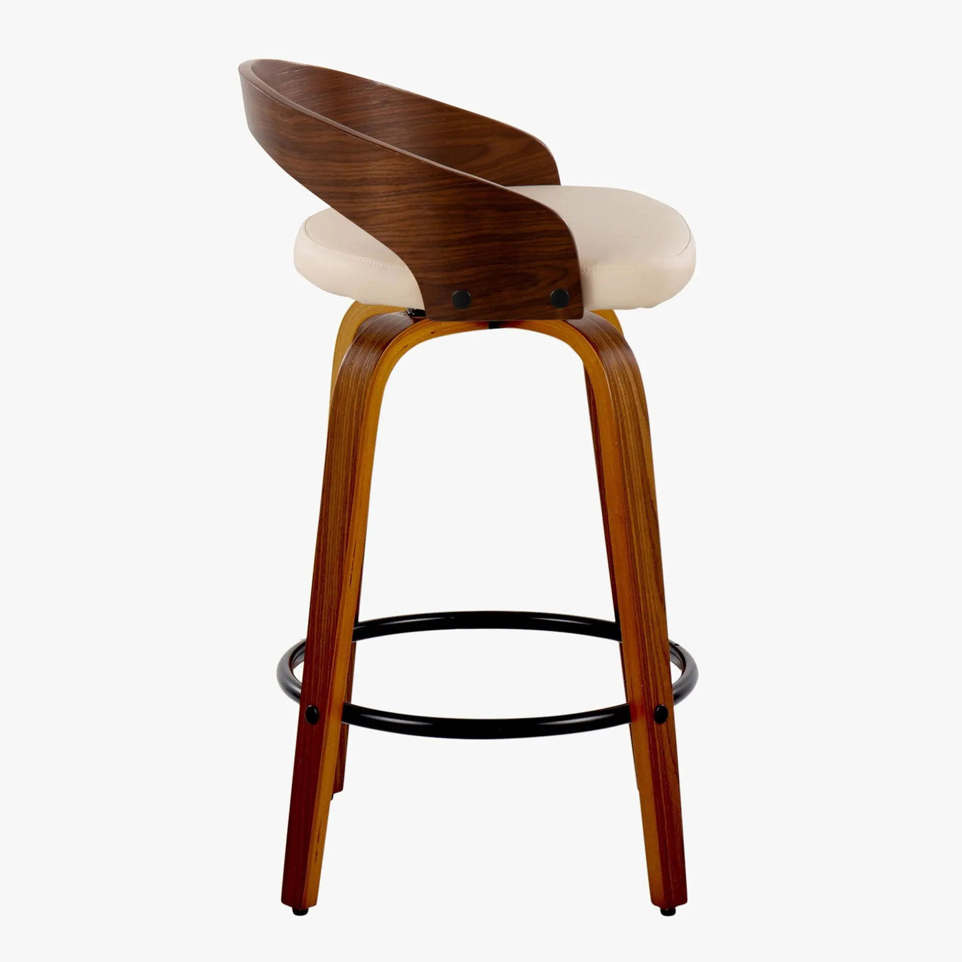 Grotto - Mid Century Modern Fixed Height Counter Stool With Swivel With Round Footrest (Set of 2) by HouseOfZazla