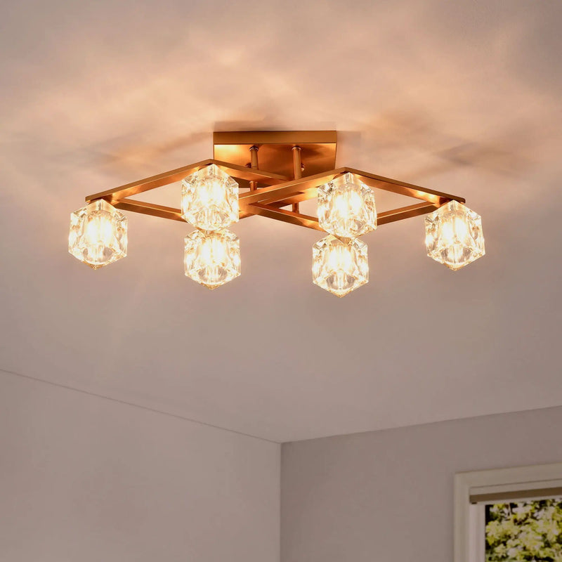 6 Light Crystal Ceiling Light For Dining Room, Modern Ceiling Lamp With Light Fixture For Entryway, Lobby, Kitchen, Bedroom, Living Room, Conference Room, (6*G9 Bulbs Included) by Unique Piece Furniture