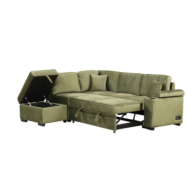 Sleeper Sofa Bed, 2 In 1 Pull Out Sofa Bed L Shape Couch With Storage Ottoman For Living Room, Bedroom Couch And Small Apartment by HouseOfZazla
