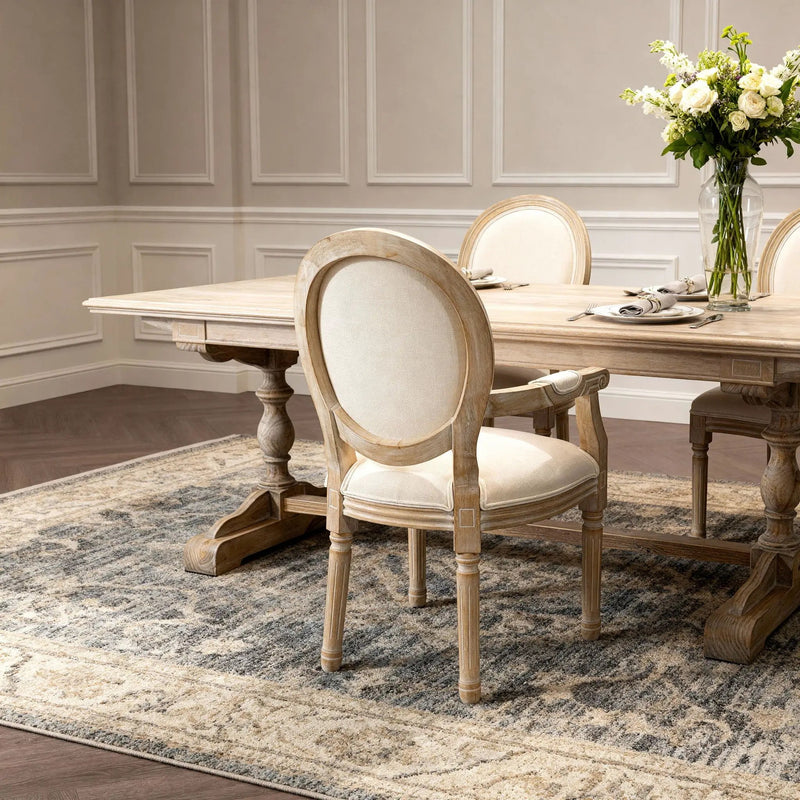 French Vintage Upholstered Fabric Dining Armchair (Set of 2) by Unique Piece Furniture