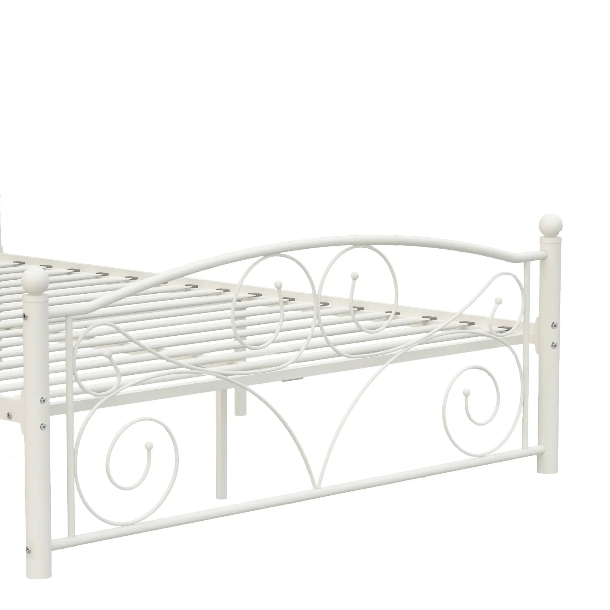 Queen Size Unique Flower Sturdy System Metal Bed Frame with Headboard and Footboard by HouseOfZazla