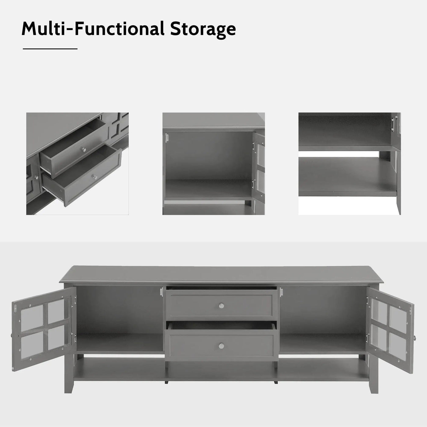 TV Stand, Entertainment Center With Dual Drawers And Hidden Storage, Cabinet With Soft Closing Doors And Sleek Panel Design by Unique Piece Furniture