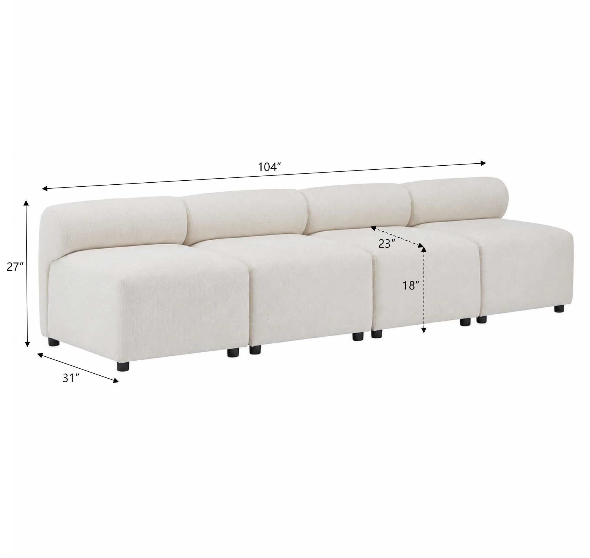 Evelyn 4-Piece Modular Chenille Sectional Sofa for Living Rooms by HouseOfZazla