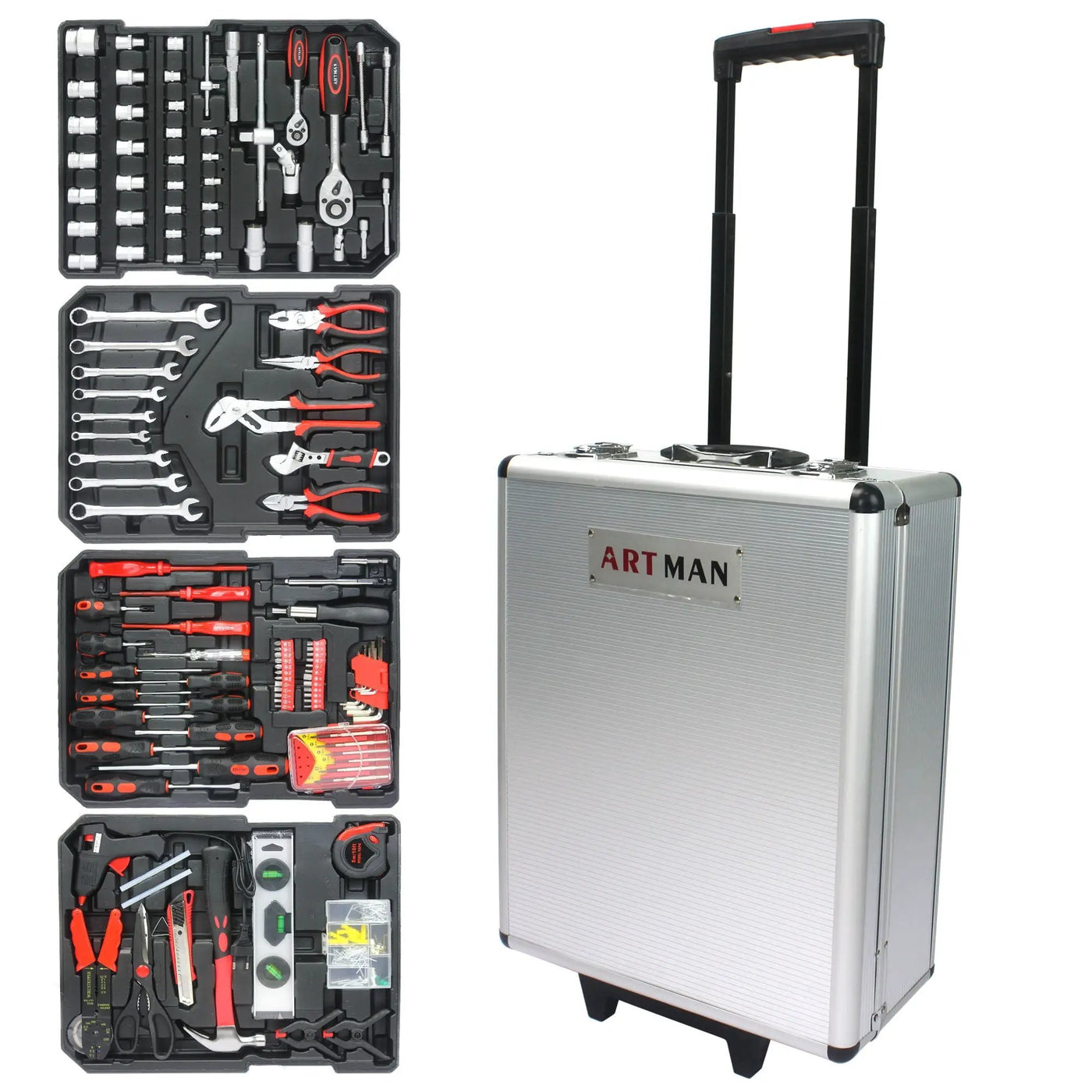 899 Piece Home Repair Tool Set With Rolling Plastic Toolbox, 4 Drawers, General Household Maintenance Kit by HouseOfZazla