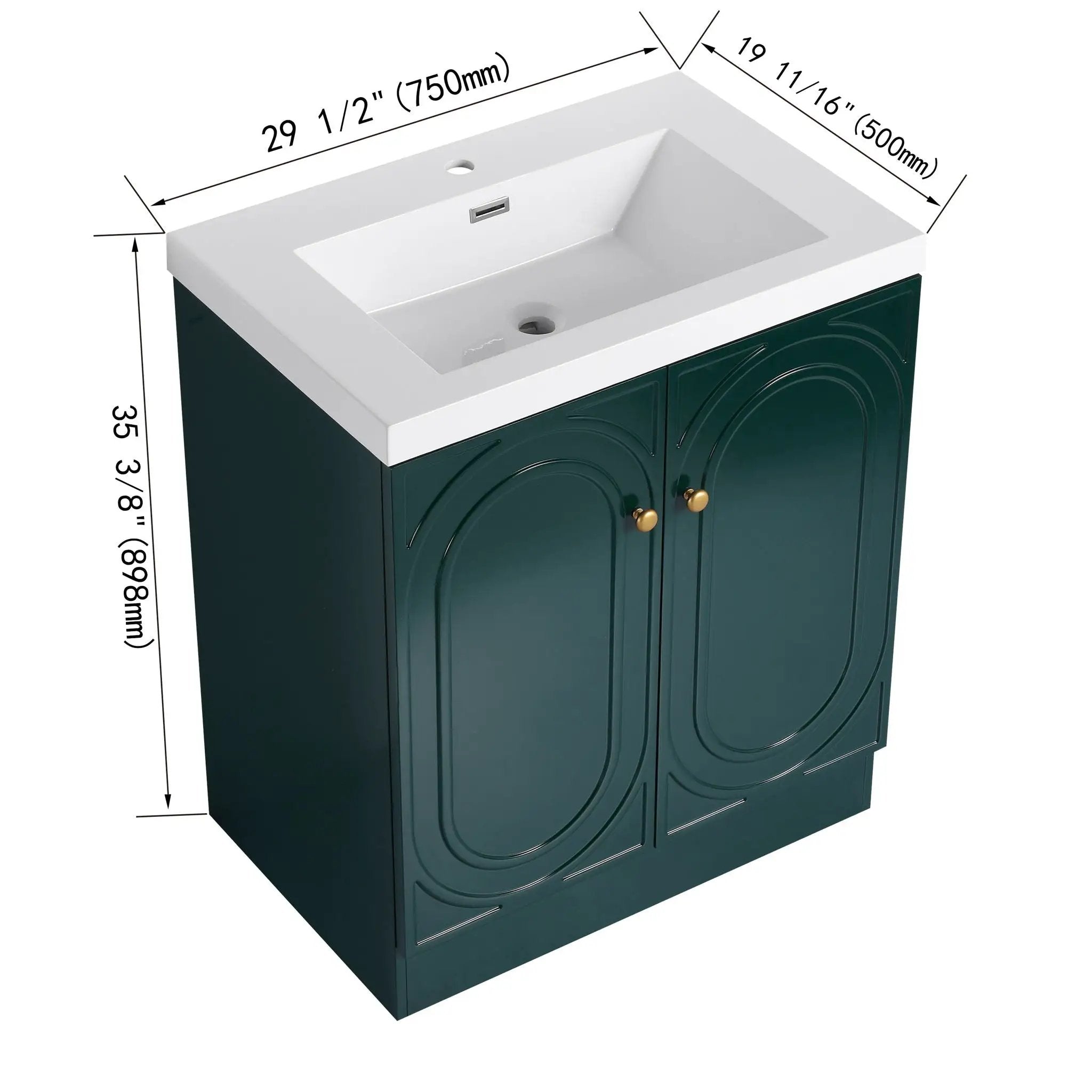 Contemporary Freestanding Bathroom Vanity With Resin Sink & Soft-Close Cabinet Doors by Unique Piece Furniture