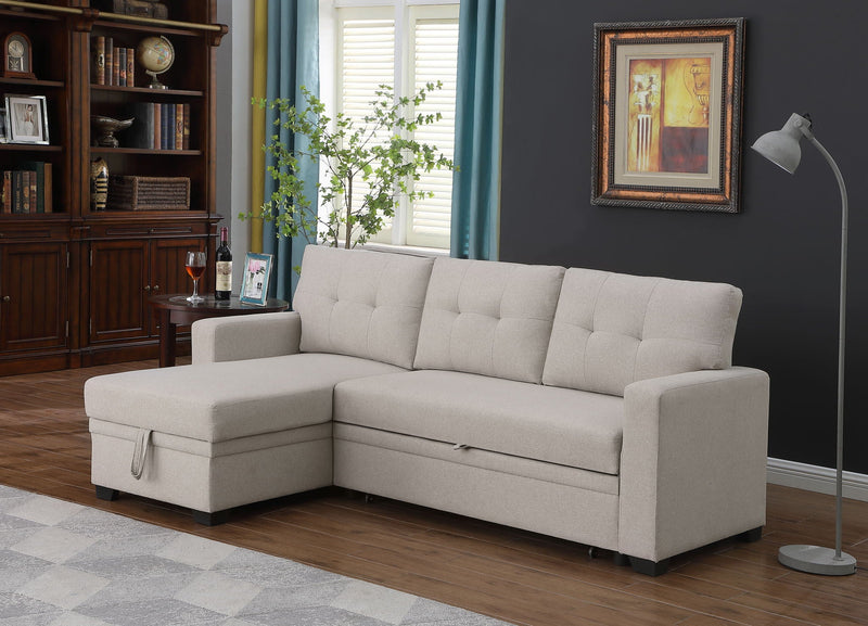 Upholstered Pull Out Sectional Sofa With Chaise by HouseOfZazla