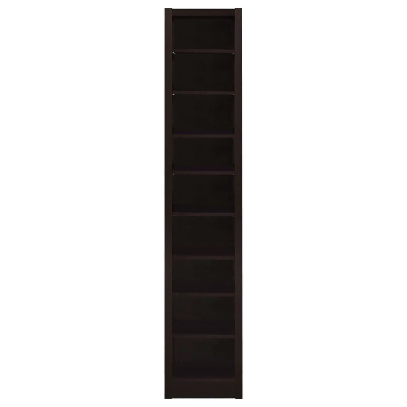 Rectangular Bookcase Tall Slim Storage With 9 Shelves - Brown