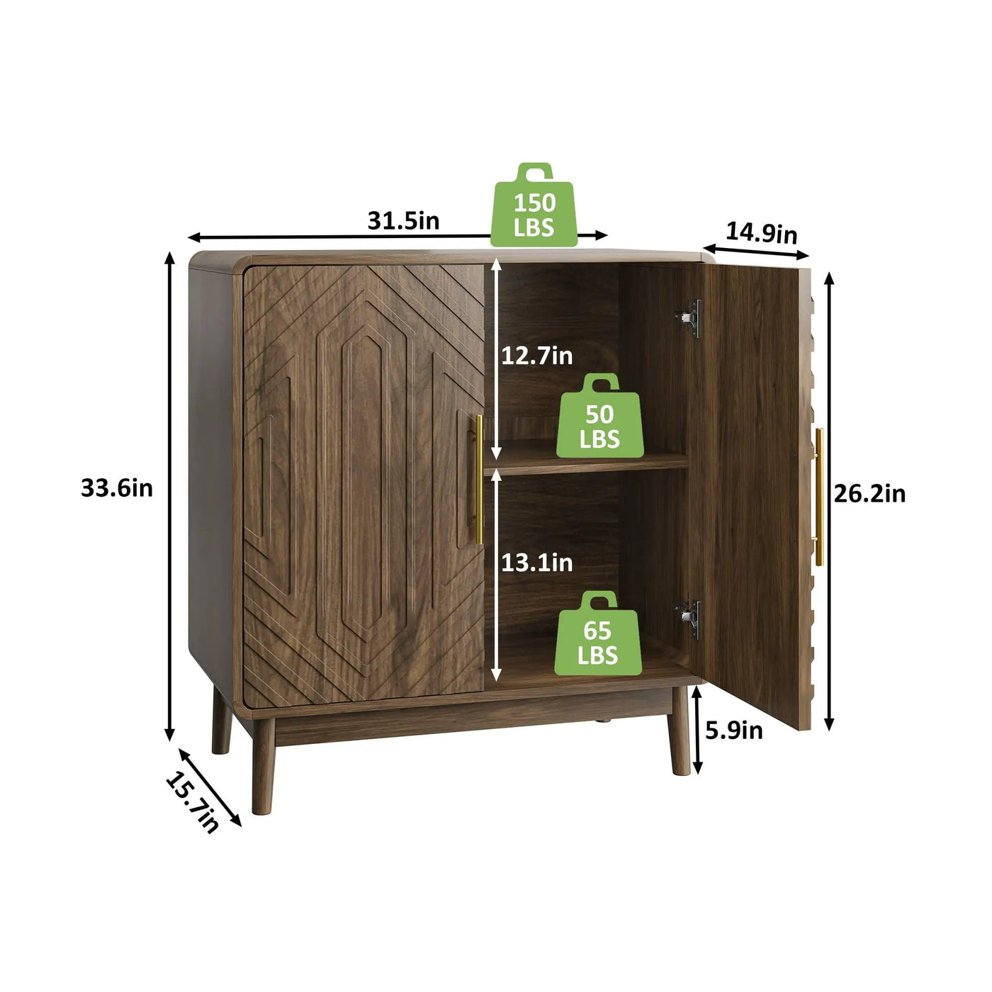 Sideboard Buffet Cabinet With Carved Doors And Adjustable Layer Board by HouseOfZazla