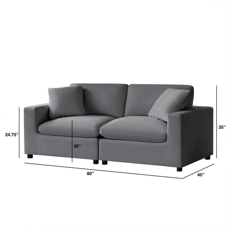 Caylie - Modular 2 Piece Sofa - Charcoal by HouseOfZazla
