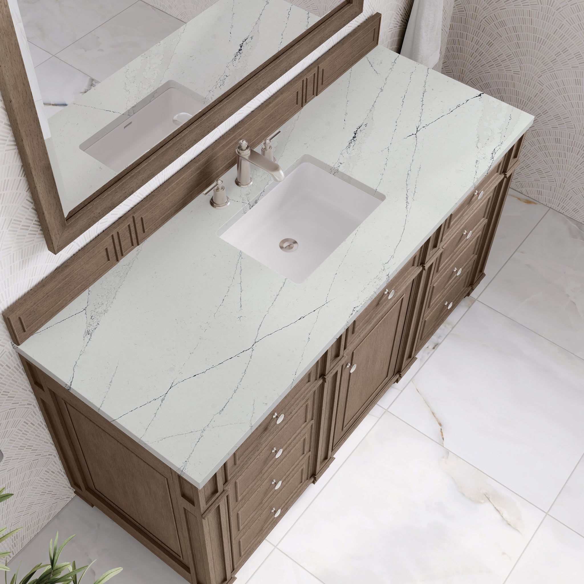 James Martin Bristol 60" Single Bathroom Vanity, Whitewashed Walnut, view 37