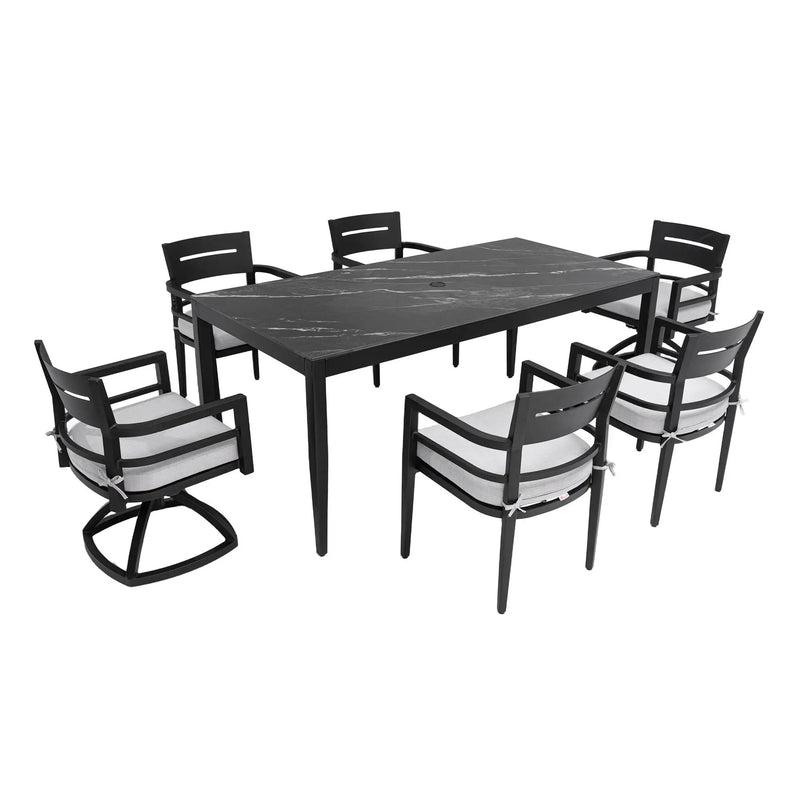 Modern Outdoor Patio Dining Set With Table And Chairs With Sunbrella Cushions by HouseOfZazla